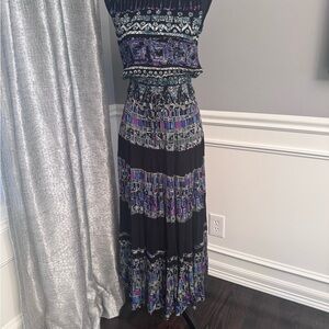 Vintage Black and Purple Maxi Dress